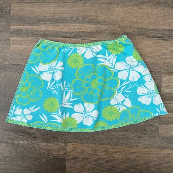 ✨5/$20✨ Vintage Big Fish Girls' Hawaiian Floral Print Swim Skirt Teal Sz sm. (7) - Picture 6 of 7